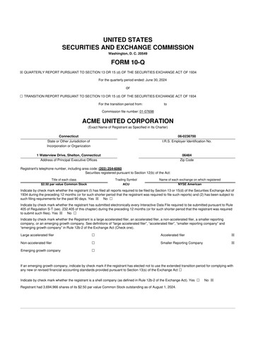 Vorschaubild Acme United 10-Q Quartalsbericht 2024 