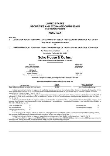 Thumbnail Soho House & Co 10-Q Quarterly Report FY2024 