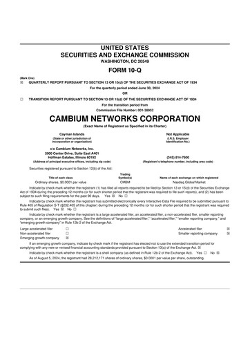 Miniature Cambium Networks 10-Q Rapport trimestriel 2024 