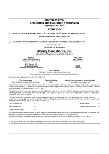 Thumbnail Affinity Bancshares 10-Q Quarterly Report FY2024 