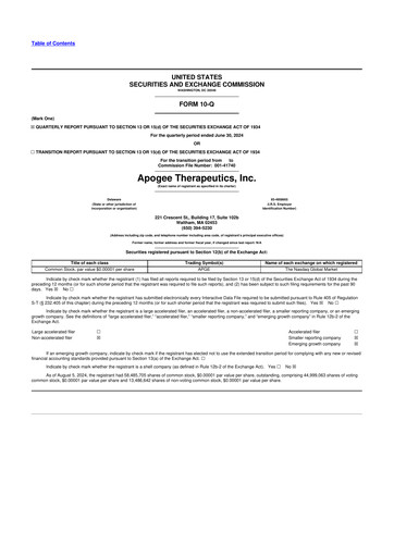 Thumbnail Apogee Therapeutics 10-Q Quarterly Report FY 