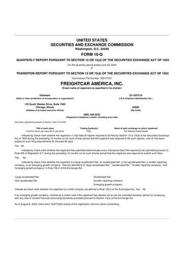 Thumbnail FreightCar America
 10-Q Quarterly Report FY2024 