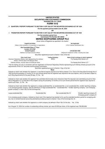 Vorschaubild Mereo BioPharma Group 10-Q Quartalsbericht 2024 