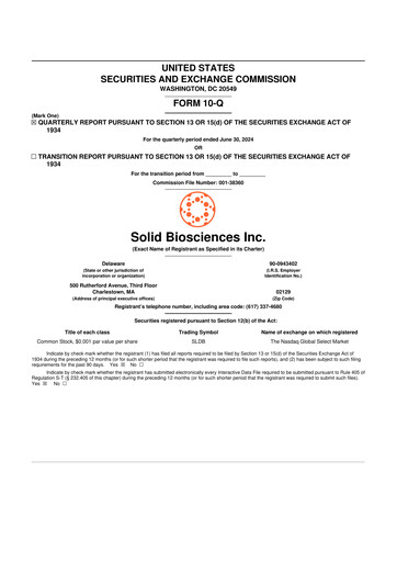 Thumbnail Solid Biosciences
 10-Q Quarterly Report FY 