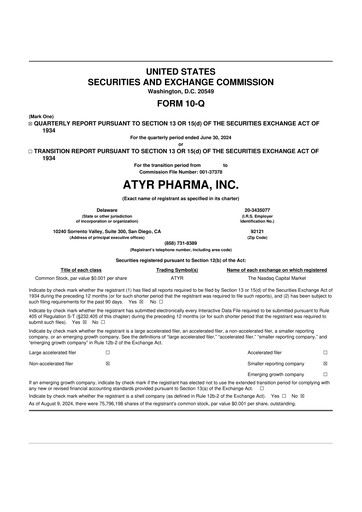Thumbnail aTyr Pharma 10-Q Quarterly Report FY 