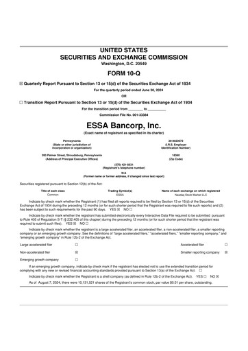 Thumbnail ESSA Bancorp 10-Q Quarterly Report FY2024 