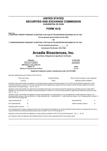Thumbnail Arcadia Biosciences 10-Q Quarterly Report FY2024 