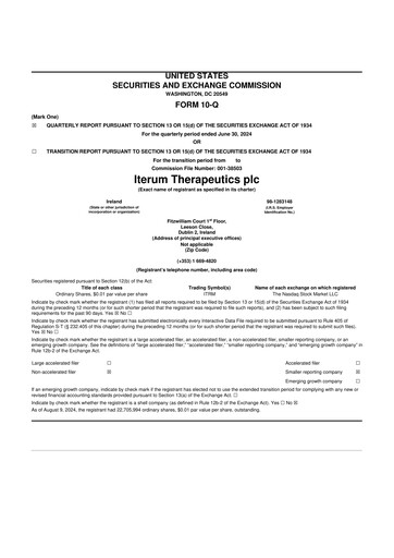 Miniature Iterum Therapeutics 10-Q Rapport trimestriel 2024 