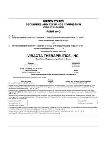 Vorschaubild Viracta Therapeutics 10-Q Quartalsbericht 2024 