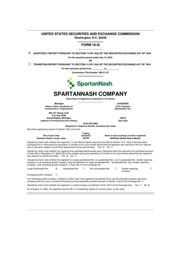 Miniature SpartanNash
 10-Q Rapport trimestriel 2024 