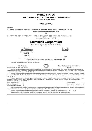 Thumbnail Shimmick 10-Q Quarterly Report FY2024 