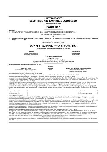 Thumbnail John B. Sanfilippo & Son 10-K Annual Report 2024