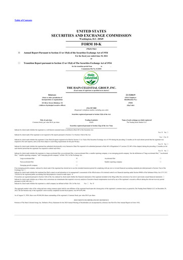 Thumbnail Hain Celestial 10-K Annual Report 2024