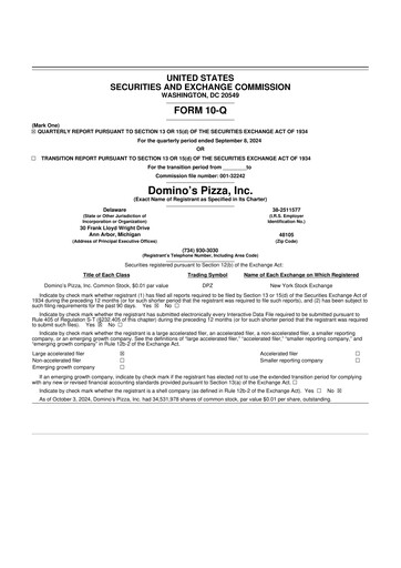 Thumbnail Domino's Pizza 10-Q Quarterly Report FY2024 
