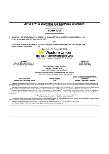 Thumbnail Western Union 10-Q Quarterly Report FY2024 