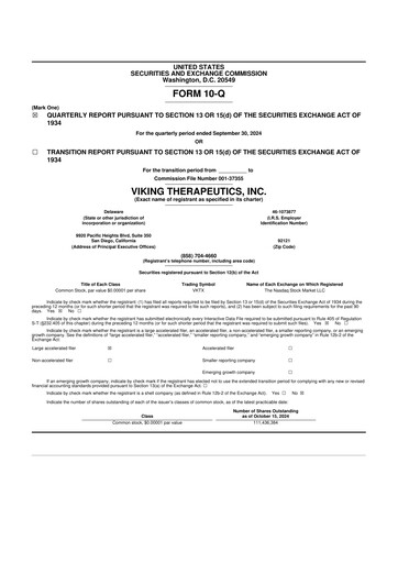 Vorschaubild Viking Therapeutics
 10-Q Quartalsbericht 2024 