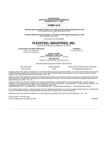 Thumbnail Flexsteel Industries 10-Q Quarterly Report FY 