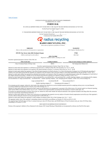 Thumbnail Radius Recycling 10-K Annual Report 2024