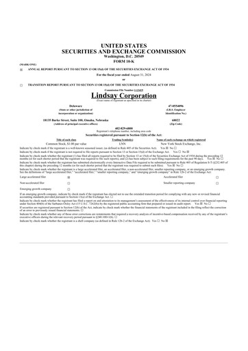 Thumbnail Lindsay Corporation
 10-K Annual Report 2024