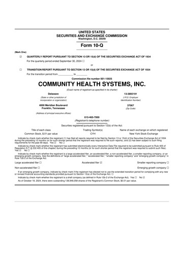 Miniature Community Health Systems
 10-Q Rapport trimestriel 2024 
