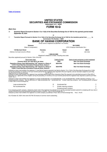 Thumbnail Bank of Hawaii
 10-Q Quarterly Report FY2024 