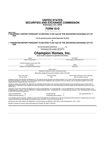 Thumbnail Champion Homes 10-Q Quarterly Report FY2025 