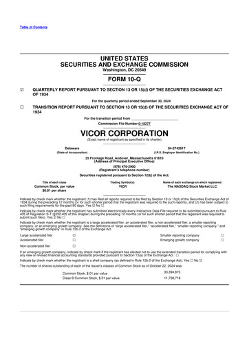 Thumbnail Vicor
 10-Q Quarterly Report FY2024 