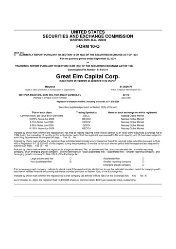 Vorschaubild Great Elm Capital
 10-Q Quartalsbericht  