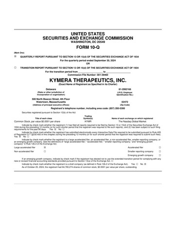 Thumbnail Kymera Therapeutics 10-Q Quarterly Report FY2024 