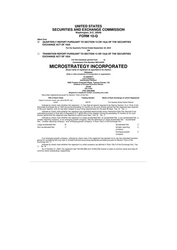 Thumbnail Strategy 
 (MicroStrategy) 10-Q Quarterly Report FY2024 