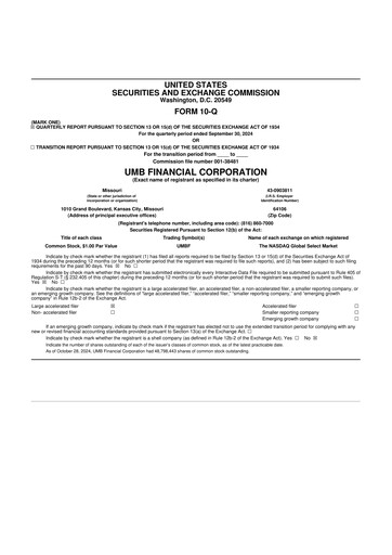 Thumbnail UMB Financial 10-Q Quarterly Report FY2024 