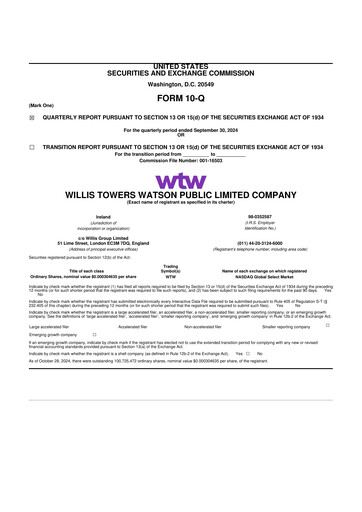Thumbnail Willis Towers Watson  10-Q Quarterly Report FY2024 