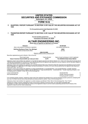 Thumbnail Altair Engineering
 10-Q Quarterly Report FY2024 