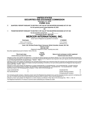 Vorschaubild Mercer International 10-Q Quartalsbericht 2024 