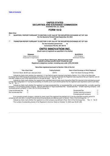 Thumbnail Onto Innovation 10-Q Quarterly Report FY2024 