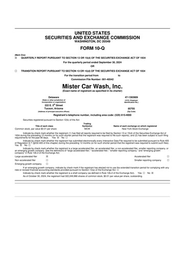 Thumbnail Mister Car Wash 10-Q Quarterly Report FY2024 