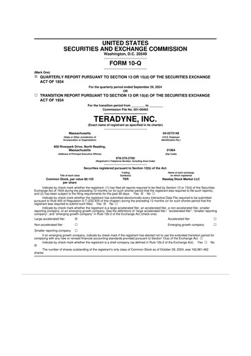 Thumbnail Teradyne 10-Q Quarterly Report FY2024 