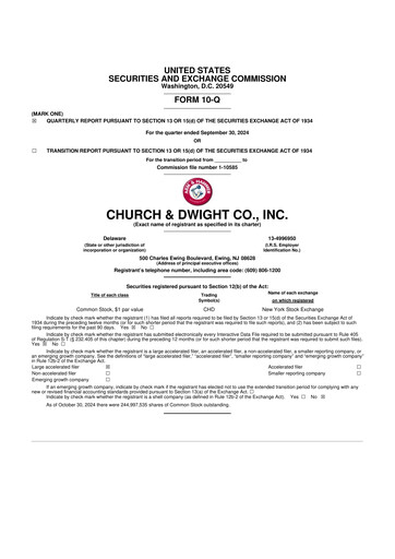 Thumbnail Church & Dwight
 10-Q Quarterly Report FY2024 