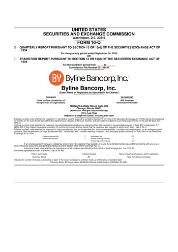 Vorschaubild Byline Bancorp 10-Q Quartalsbericht 2024 