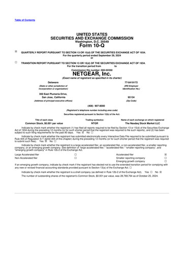 Thumbnail NETGEAR 10-Q Quarterly Report FY 
