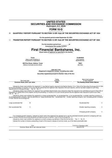 Thumbnail First Financial Bankshares 10-Q Quarterly Report FY2024 