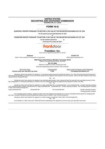 Thumbnail Frontdoor 10-Q Quarterly Report FY2024 