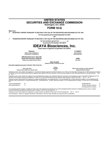 Thumbnail IDEAYA Biosciences 10-Q Quarterly Report FY 