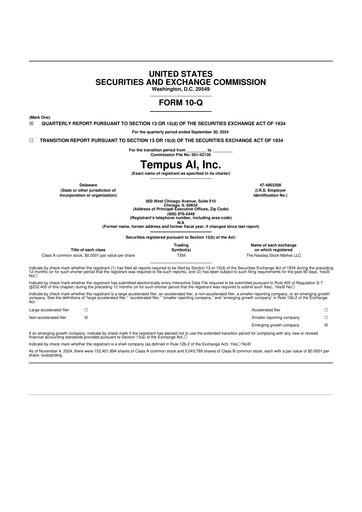 Vorschaubild Tempus AI 10-Q Quartalsbericht 2024 