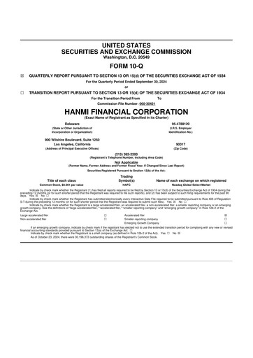 Vorschaubild Hanmi Financial 10-Q Quartalsbericht 2024 