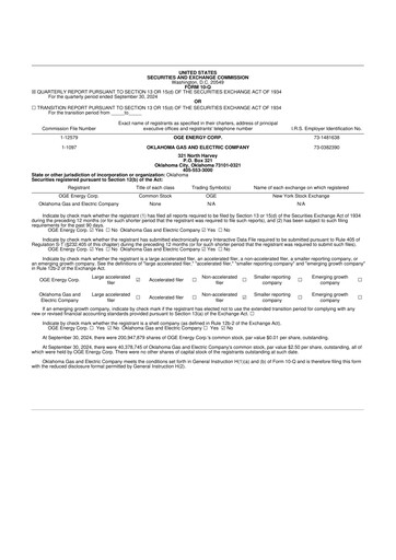 Thumbnail OGE Energy
 10-Q Quarterly Report FY2024 