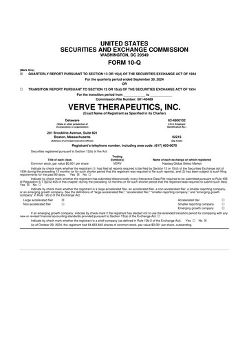 Thumbnail Verve Therapeutics 10-Q Quarterly Report FY2024 
