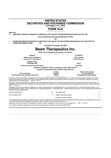 Thumbnail Beam Therapeutics
 10-Q Quarterly Report FY2024 