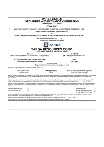 Thumbnail Targa Resources
 10-Q Quarterly Report FY2024 