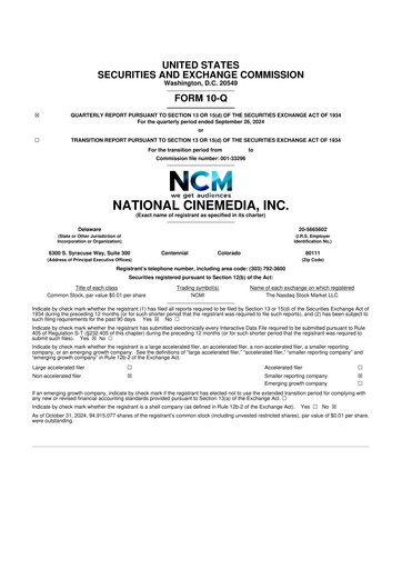 Thumbnail National CineMedia 10-Q Quarterly Report FY2024 